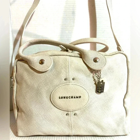 Longchamp cream leather quadri 2 way satchel handbag - Picture 9 of 14